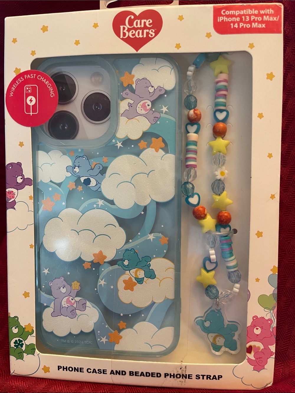 Care Bears Phone Case for iPhone 13 & 14 Pro Max with Beaded Strap